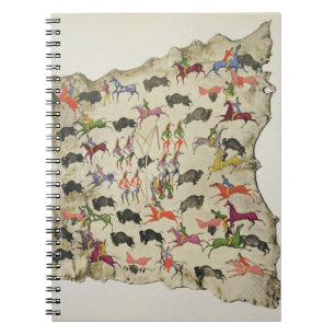 Buffalo hunt (pigment on elk-skin) spiral notebook