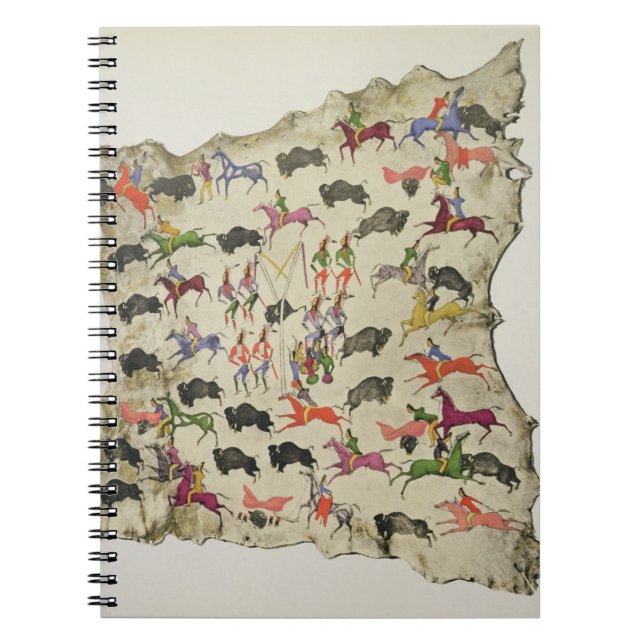 Buffalo hunt (pigment on elk-skin) spiral notebook (Front)