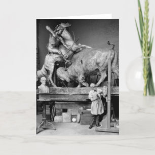 Buffalo Hunt Sculpture, early 1900s Card