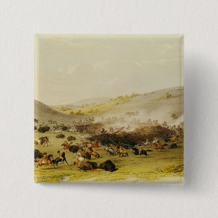 Buffalo Hunt, Surround, c.1832 15 Cm Square Badge