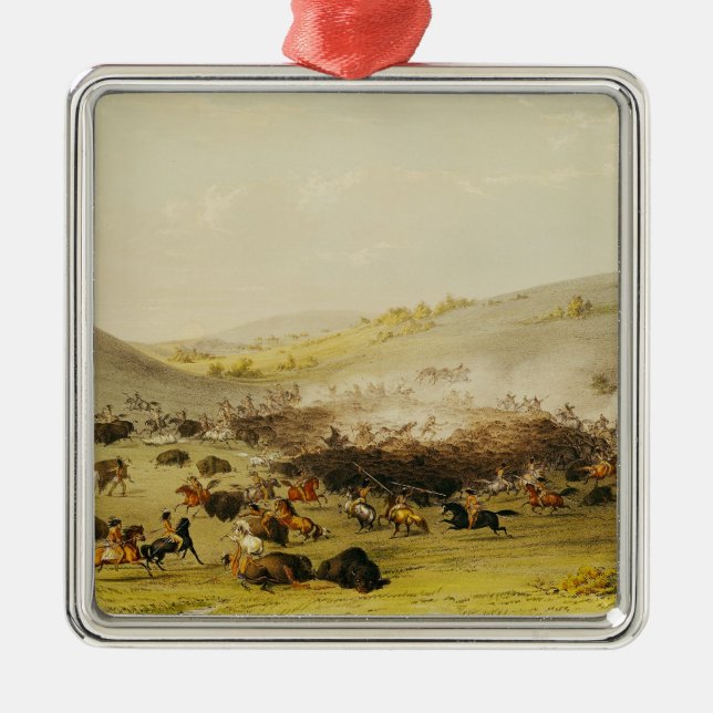 Buffalo Hunt, Surround, c.1832 Metal Tree Decoration (Front)
