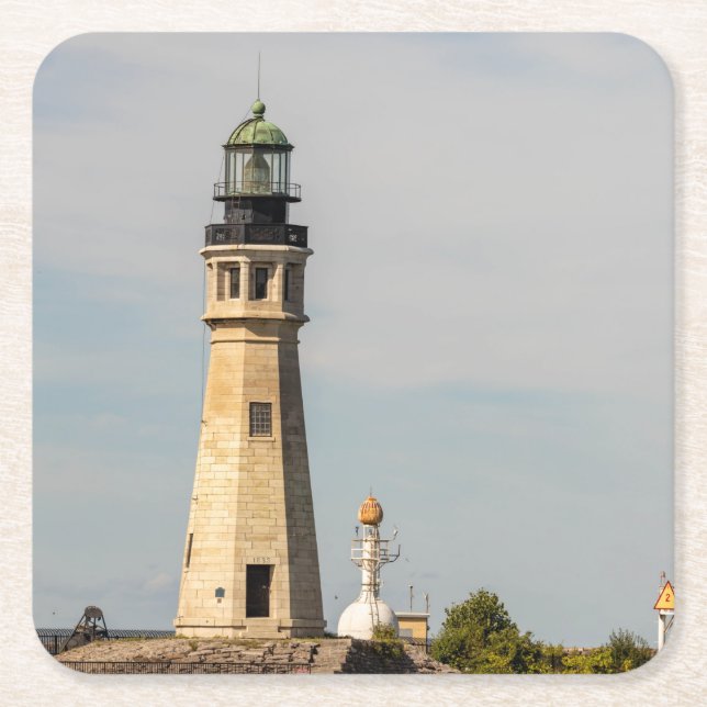 Buffalo Lighthouse Square Paper Coaster (Front)