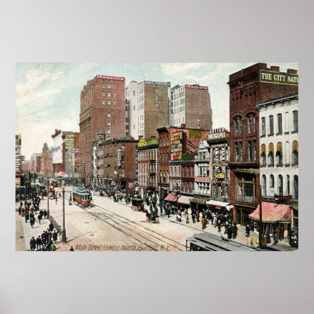 Buffalo, Main St. Looking North, 1907 Poster (Front)