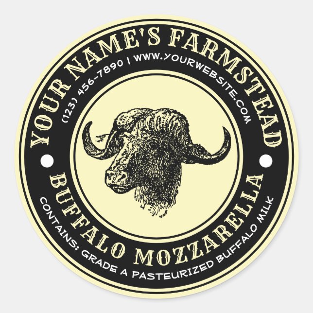 Buffalo Mozzarella Cheese Vintage Label Template (Front)