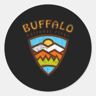 Buffalo National River Hiking Tee - Vintage Arkans Classic Round Sticker