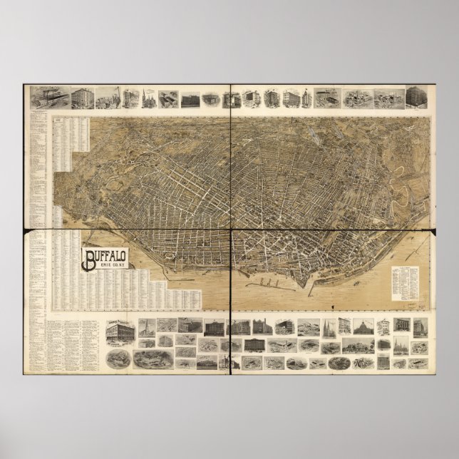 Buffalo New York 1902 Antique Panoramic Map Poster (Front)