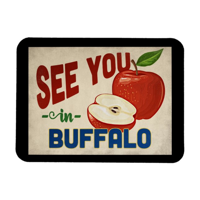 Buffalo New York Apple - Vintage Travel Magnet (Horizontal)