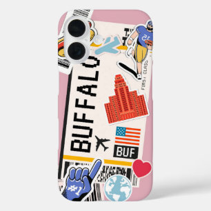 Buffalo New York Boarding Pass iPhone 16 Case