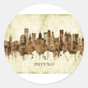 Buffalo New York Cityscape Classic Round Sticker