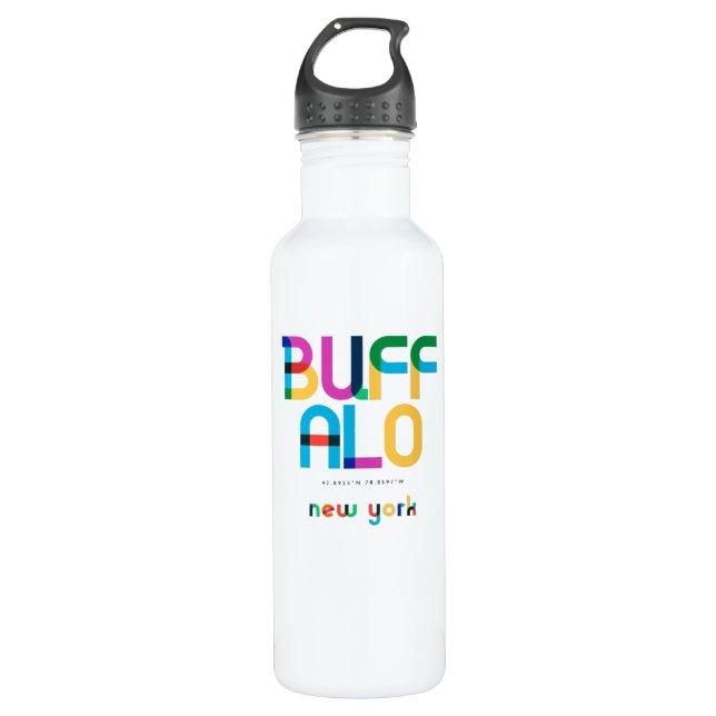 Buffalo New York Mid Century, Pop Art, 710 Ml Water Bottle (Front)