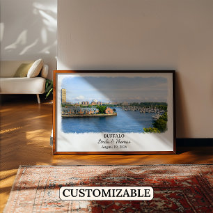 Buffalo New York Poster, Watercolor, Custom Poster