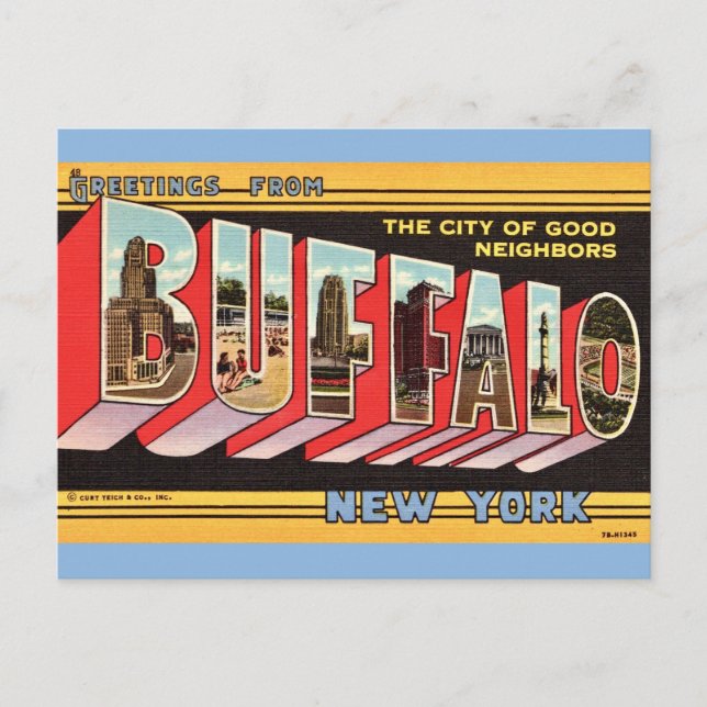 Buffalo New York Retro Postcard (Front)