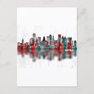 Buffalo New York Skyline Holiday Postcard