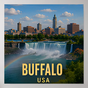Buffalo New York Waterfront Falls Travel Gift Poster