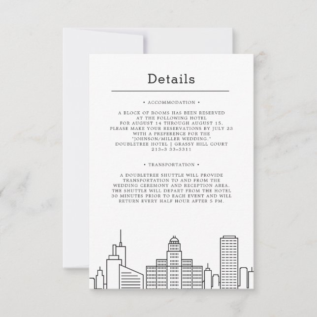 Buffalo, New York Wedding | Guest Details Invitation (Front)