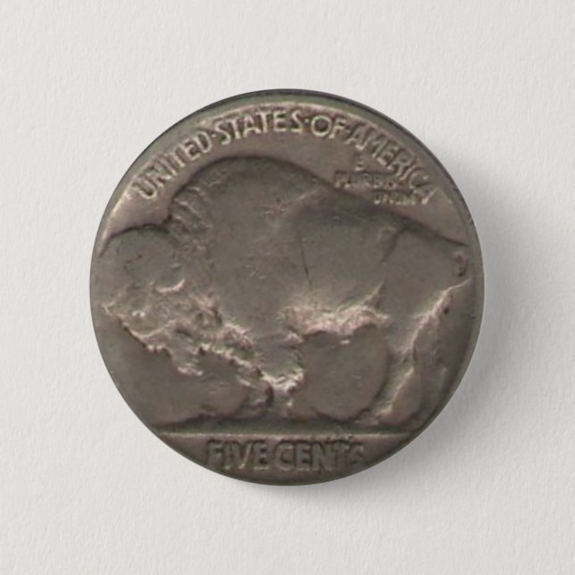 Buffalo Nickel 6 Cm Round Badge (Front)
