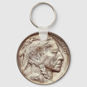 Buffalo Nickle Key Chain. Key Ring
