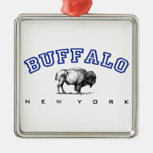 Buffalo, NY - Bison Metal Tree Decoration