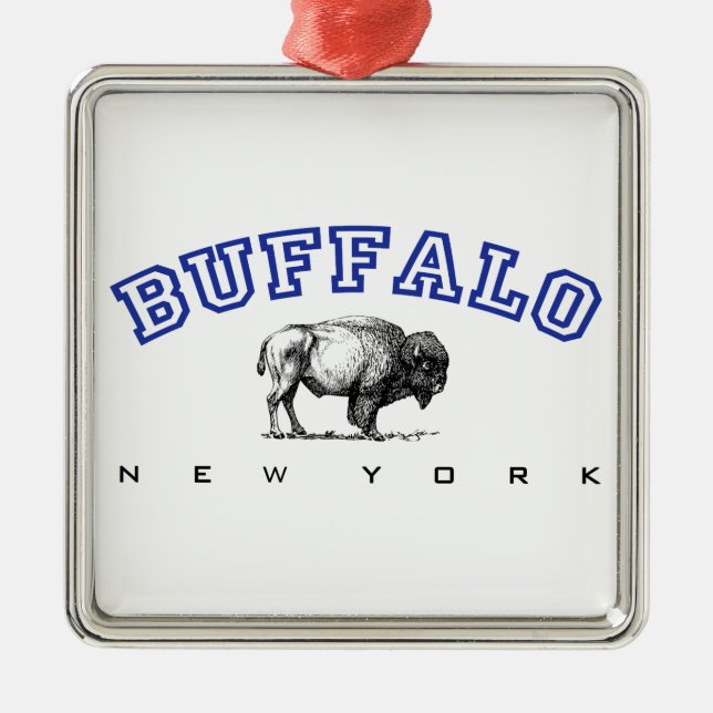 Buffalo, NY - Bison Metal Tree Decoration (Front)