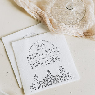 Buffalo, NY Deco Skyline Wedding Event Napkins
