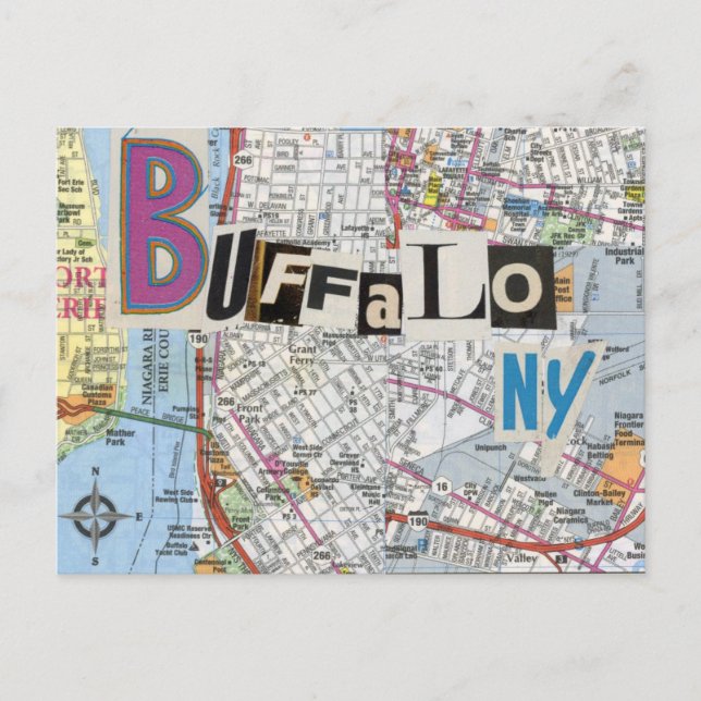 Buffalo NY Maps Collage postcard 37 (Front)
