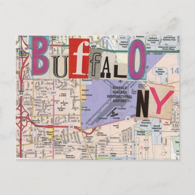 Buffalo NY Maps Collage postcard 38 (Front)