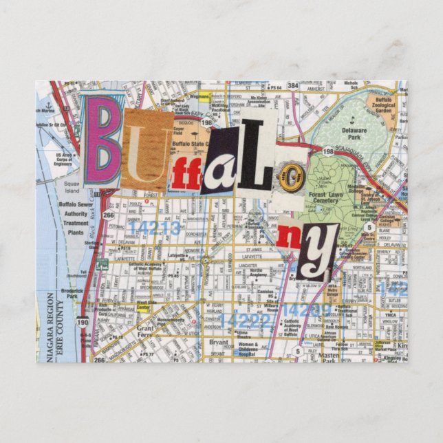 Buffalo NY Maps Collage postcard 40 (Front)