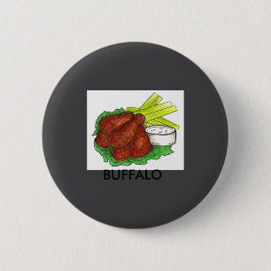 Buffalo Ny New York Hot Bbq Chicken Wings Celery _ 6 Cm Round Badge