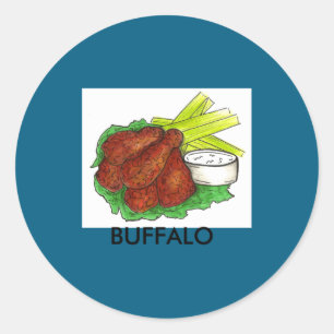 Buffalo Ny New York Hot Bbq Chicken Wings Celery _ Classic Round Sticker