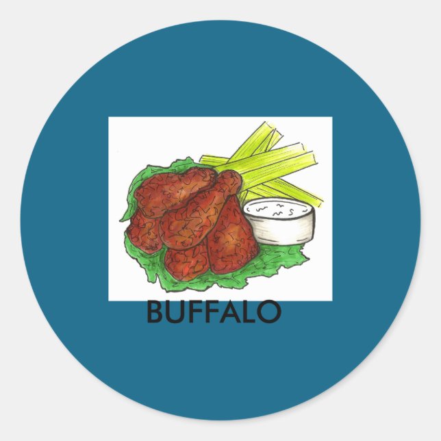 Buffalo Ny New York Hot Bbq Chicken Wings Celery _ Classic Round Sticker (Front)