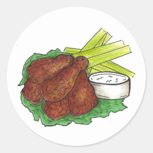 Buffalo NY Spicy Chicken Wings Blue Cheese Celery Classic Round Sticker