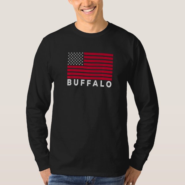 Buffalo NY USA Flag Buffalo Red White & Blue Buffa T-Shirt (Front)