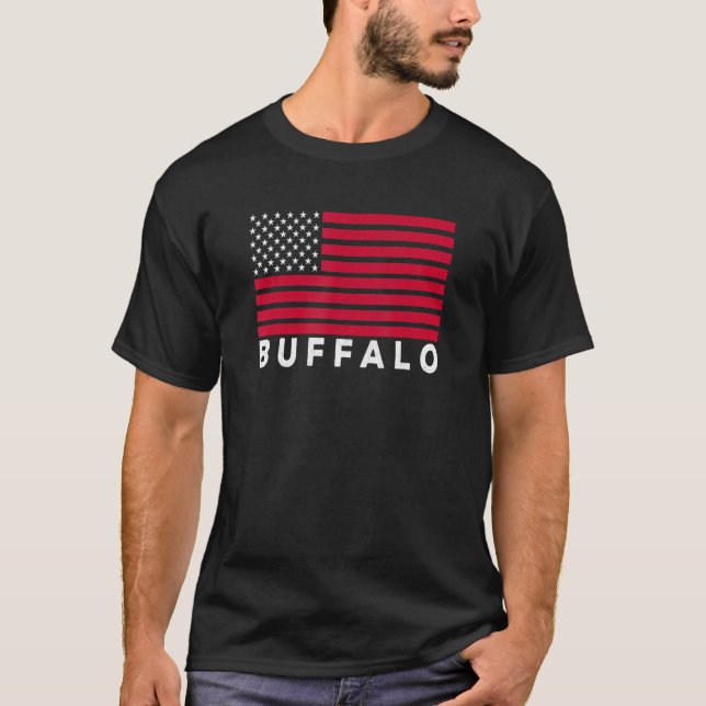 Buffalo NY USA Flag Buffalo Red White & Blue Buffa T-Shirt (Front)