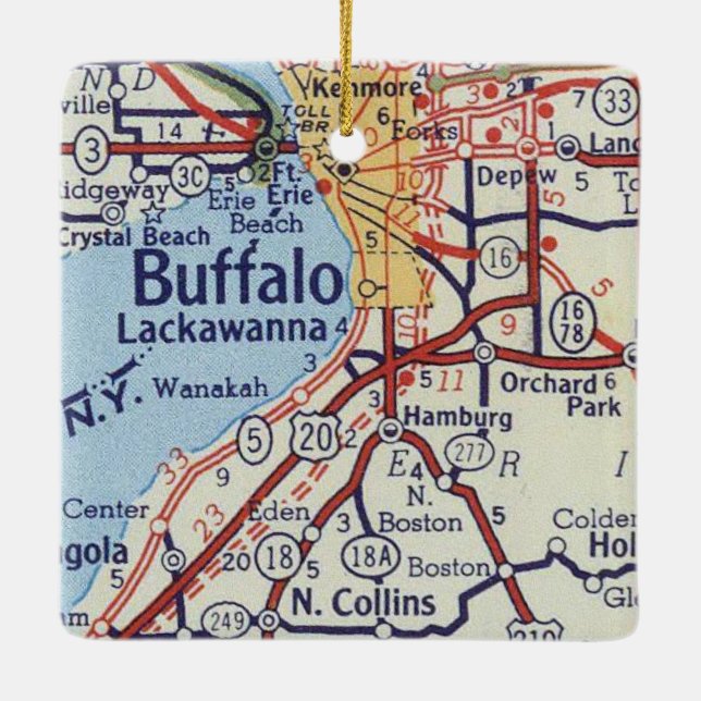 Buffalo NY Vintage Map Ceramic Ornament (Back)