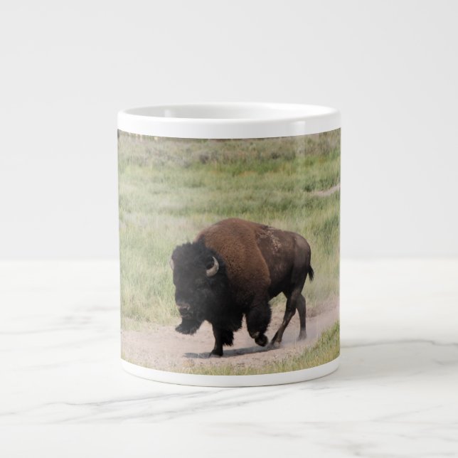 Buffalo on the move, Photography, Customise text Large Coffee Mug (Front)