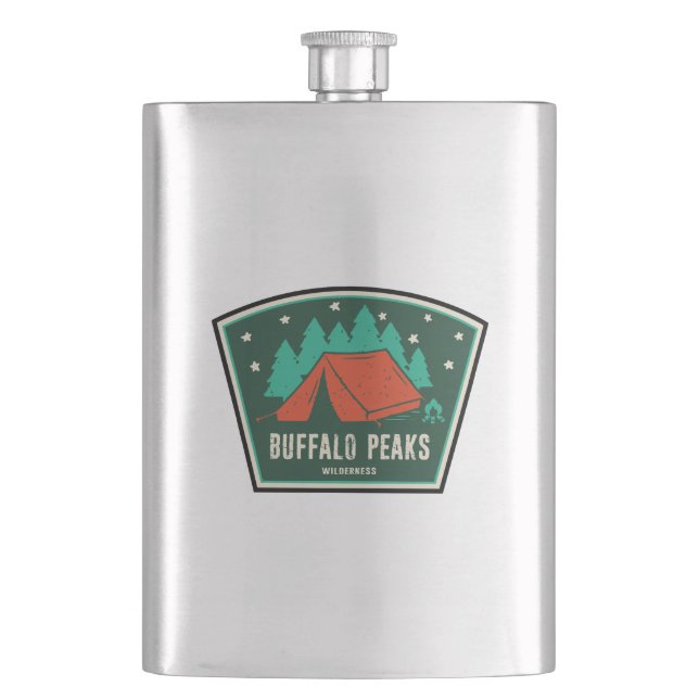 Buffalo Peaks Wilderness Colorado Camping Hip Flask (Front)