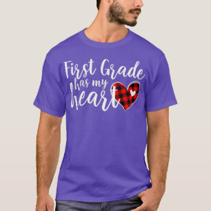Buffalo Plaid 1st First Grade Has My Heart eacher T-Shirt