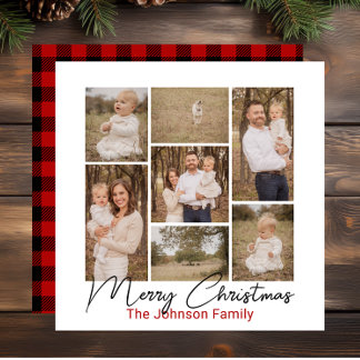 Buffalo Plaid 7 Photo Christmas Card