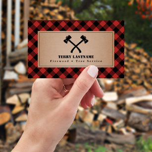 Buffalo Plaid Axe Tree Service Firewood Business Card