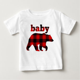 "Buffalo plaid baby bear" Baby T-Shirt