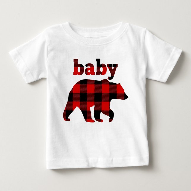 "Buffalo plaid baby bear" Baby T-Shirt (Front)