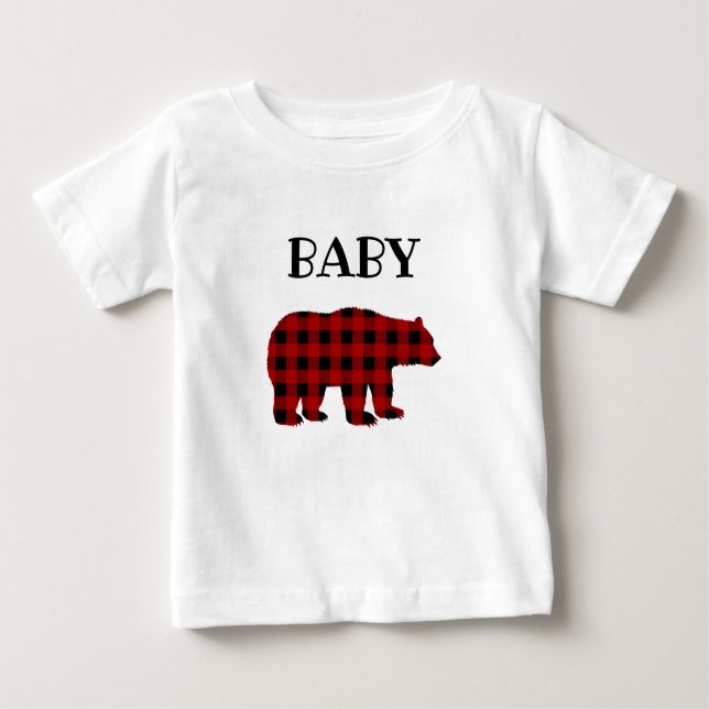 Buffalo Plaid Baby Bear T-Shirt (Front)