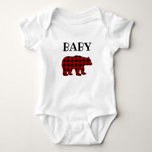 Buffalo Plaid Baby Bear T-Shirt Baby Bodysuit