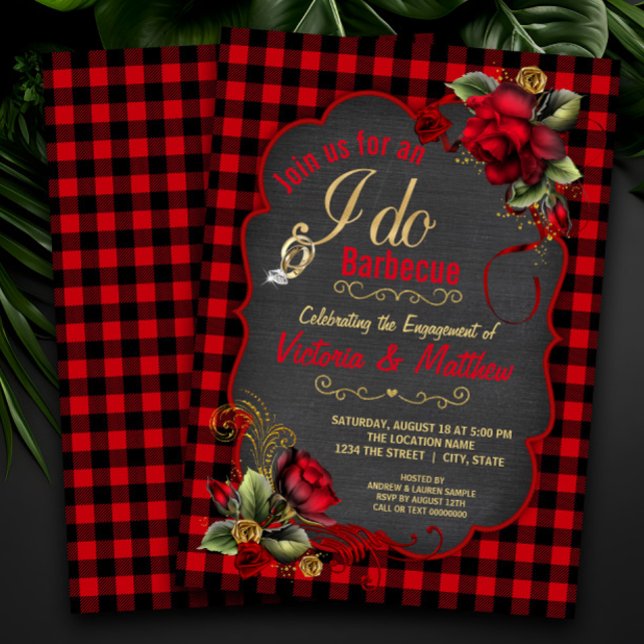 Buffalo Plaid Barbecue Engagement Party Invitation (Creator Uploaded)