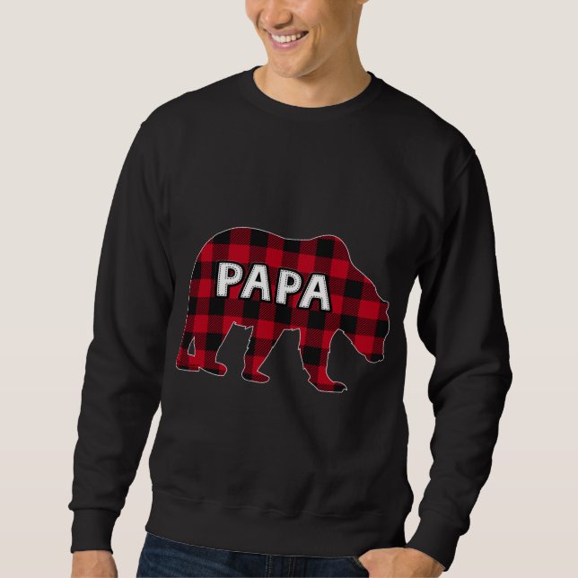 Buffalo Plaid Bear Christmas Pajama Matching Famil Sweatshirt (Front)