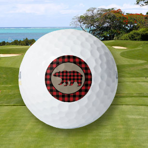 Buffalo Plaid Bear Golf Balls