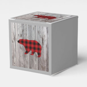 buffalo plaid bear wild one 1st birthday party favour box
