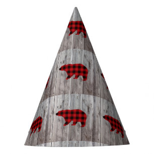 buffalo plaid bear wild one 1st birthday party hat