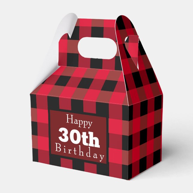 Buffalo plaid birthday favour box (Front Side)