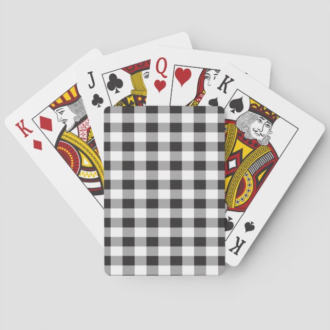 Buffalo Plaid Black And White Pattern Playing Cards (Back)